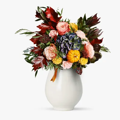 Buchet de toamna cu hortensie albastra