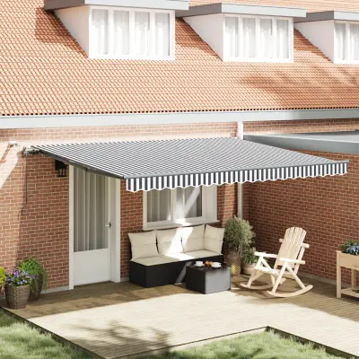 vidaXL Copertină retractabilă automat cu LED, antracit/alb, 450x300 cm
