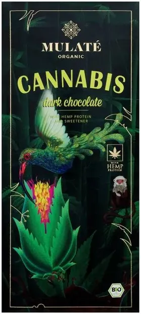 Ciocolată neagră organică cu cânepă, 80 g, Mulate