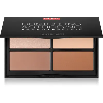 PUPA Milano #READY4SELFIE Contouring & Strobing Patela pentru conturul fetei cu efect de iluminare culoare 003 Dark Skin 175 g