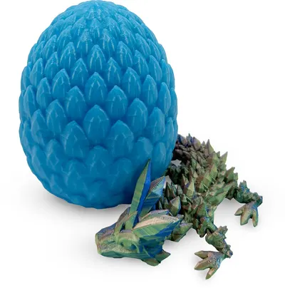 Print 3D de la 3D Morph Lab - Ou cu pui de dragon , scale, albastru, luminescent
