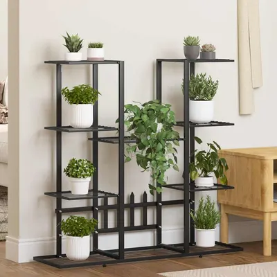 vidaXL Suport pentru flori, 94,5x25x89 cm, negru, fier