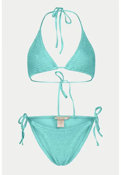 Costum de baie cu doua piese si aspect texturat Ema - Turcoaz