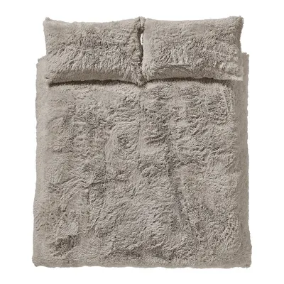 Lenjerie de pat maro din micropluș/cocolino pentru pat dublu/extinsă 230x220 cm Cuddly – Catherine Lansfield
