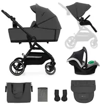 Cărucior combinat 3 în 1 pentru bebeluși KinderKraft - Yoxi, Moonlight Grey