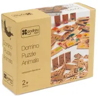 Joc din lemn pentru copii Andreu toys - Domino-puzzle, animale