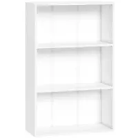 HOMCOM Bibliotecă raft de depozitare cu 3 compartimente și raft reglabil, 60 x 24 x 93 cm, alb | Aosom Romania