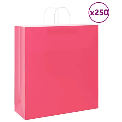 Gossi pungi de hartie 250 buc cu manere roz 45x17x48 cm