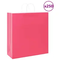 Gossi pungi de hartie 250 buc cu manere roz 45x17x48 cm