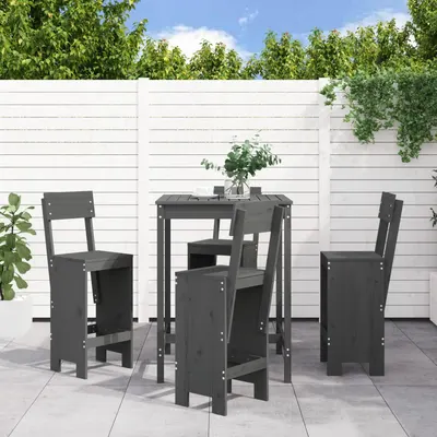 Gossi set mobilier bar pentru gradina, 5 piese, gri, lemn masiv pin