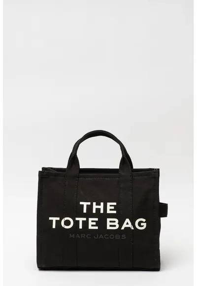 Geanta tote medie cu imprimeu logo si bareta detasabila The Canvas - Alb/Negru - 27x33x15