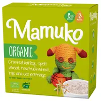 Porridge din 5 cereale orz, spelta, hrisca, secara si fulgi de ovaz bio 12+ luni 200g Mamuko