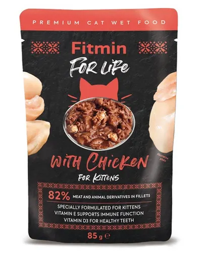 FITMIN Cat For Life pouch kitten chicken 28 x 85 g hrana umeda pentru pisoi cu pui