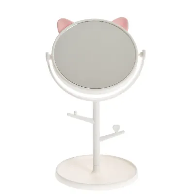 Oglinda de masa cu suport bijuterii si urechi decorative
