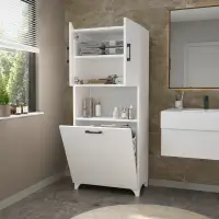 Dulap multifunctional pentru baie sau bucatarie, cu spatiu pentru cos de rufe, 60 x 33,8 x 153,6 cm