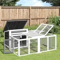 Gossi cusca pentru iepuri gri 144x123x67,5 cm din lemn masiv de pin