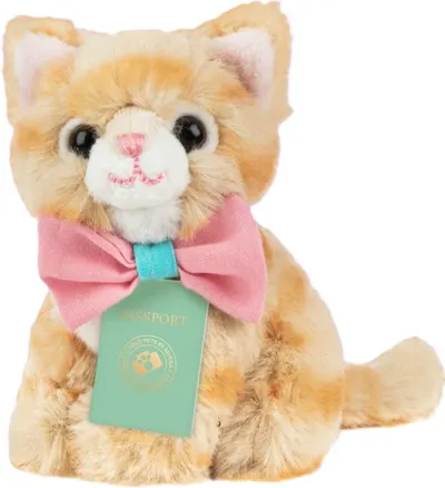 Jucărie de pluș Studio Pets - Pisicuța Tommy cu servieta, pașaport și autocolante, 8 cm