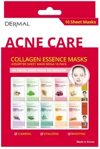 Dermal Set Acne Care - Măști textile pentru ten gras și predispus la acnee, 10 buc