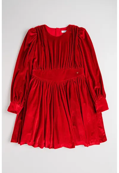 Rochie evazata si catifelata - Rosu vermillion