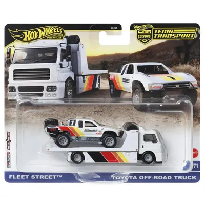 Transportator cu masinuta Hot Wheels, Car Culture, Toyota Off-Road Pickup Truck si Fleet Street Truck, HRV39
