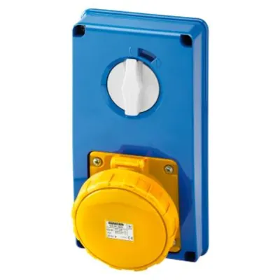 Priza industriala cu interblocaj verticala - WITHOUT BOTTOM - WITHOUT FUSE-HOLDER BASE - 2P+E 63A 100-130V - 50/60HZ 4H - IP67
