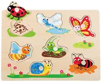 Puzzle din lemn cu manere Lelin - Insecte