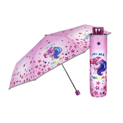 Umbrelă roz, Perletti, Unicorn, 50 cm, Collection Cool Kids