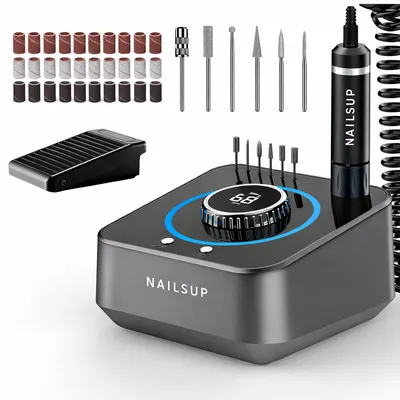 Freză Unghii Profesională NAILSUP 40000 RPM 48W Gri – Ultra Puternică pentru Tehnicieni & Salon