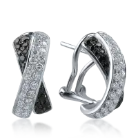 Cercei din aur alb cu diamante transparente de 0.78ct si diamante negre de 0.41ct