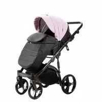 Carucior pentru copii 2 in 1, Adamex Lanti SD101, pliabil, landou cu salteluta, copertina reglabila, roti frontale pivotante 360, cu dubla suspensie si husa de ploaie inclusa, Full EcoLeather, Pink Black