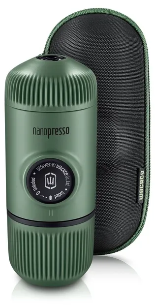 Aparat de cafea manual Wacaco - Nanopresso, 18 bari, cu husă, Moss Green