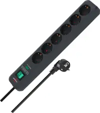 Prelungitor Brennenstuhl - Eco-Line Power Strip, 6 prize , 1.5 m, negru
