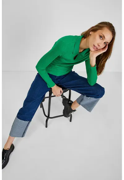 Bluza polo din amestec de modal - Verde