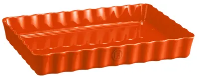Recipient ceramic pentru tarte Emile Henry - 1,9 L, 33,5 x 24 x 5 cm, portocaliu