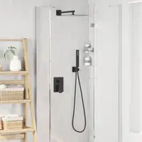 vidaXL Sistem de duș încastrat (pătrat) Negru Oțel Inoxidabil 201