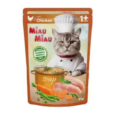 Hrana umeda pentru pisici Miau Miau Soup cu pui legume 85 gr