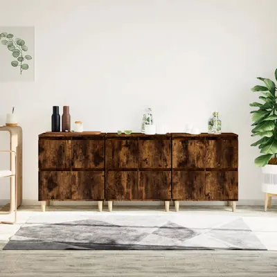 vidaXL Dulapuri, 3 buc, stejar afumat, 60x35x70 cm, lemn prelucrat