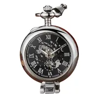Ceas de buzunar Gorben PM229 Argintiu - Skeleton Mecanic, Afișaj cu Cifre Romane, Cu Lant Vintage Retro
