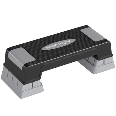 SPORTNOW Stepper Fitness Aerobic 3 Niveluri, Înălțime Reglabilă 12/17,5/22,5 cm, Suprafață Antiderapantă, Capacitate 250 kg, Gri | Aosom Romania