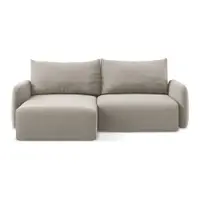 Colțar taupe extensibil/cu spațiu de depozitare cu tapițerie din catifea (cu colț pe partea stângă/cu șezlong) Kalena – Makamii
