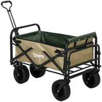 Outsunny Cărucior de Exterior Pliabil, Rezistent pentru Camping, cu Ușă în Spate Deschidere și Maner Telescopic | Aosom Romania