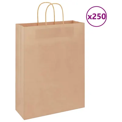 Gossi saci de hartie kraft 250 buc cu manere maro 32x12x42 cm