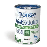MONGE VETSOLUTION Diabetic & Obesity, XS-XL, Ton, dietă veterinară, conservă hrană umedă fără cereale câini, obezitate & diabet, (pate), 400g