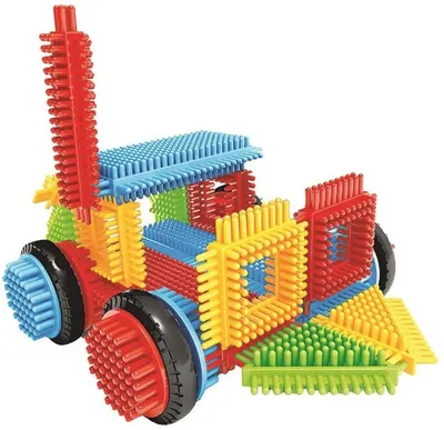 Jucărie de construcție pentru bebeluși Miniland Pegy bricks - Vroom ride, 18 piese