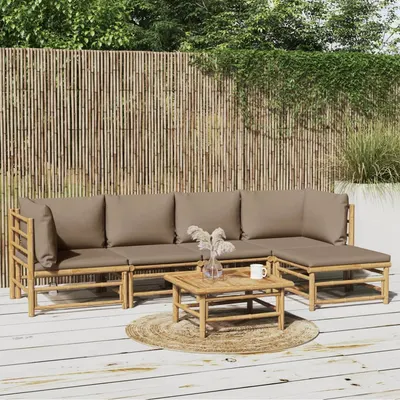Gossi set mobilier de gradina cu perne gri taupe, 6 piese, bambus