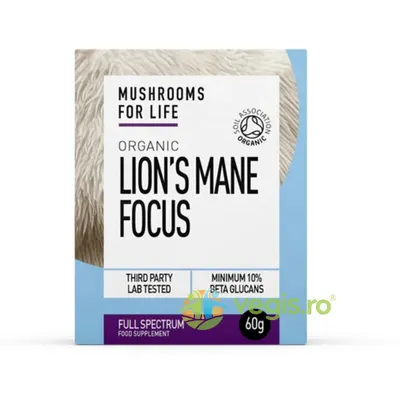 Pulbere de Lions Mane Focus 1000mg Full Spectrum Ecologica/Bio 60g