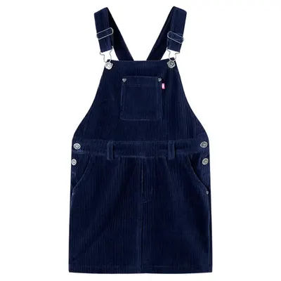 Rochie salopetă pentru copii, velur, bleumarin, 92