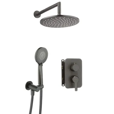 Set de dus incastrat cu baterie inclusa, culoare titan, Deante Arnika