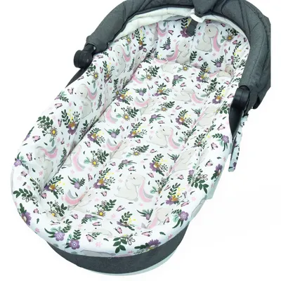Set insertie textila pentru landoucosulet copii Kerstin Bunny Pink , salteluta asortata 80x38 cm, realizate din bumbac 100