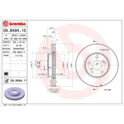 Disc frana BREMBO 09.B494.11